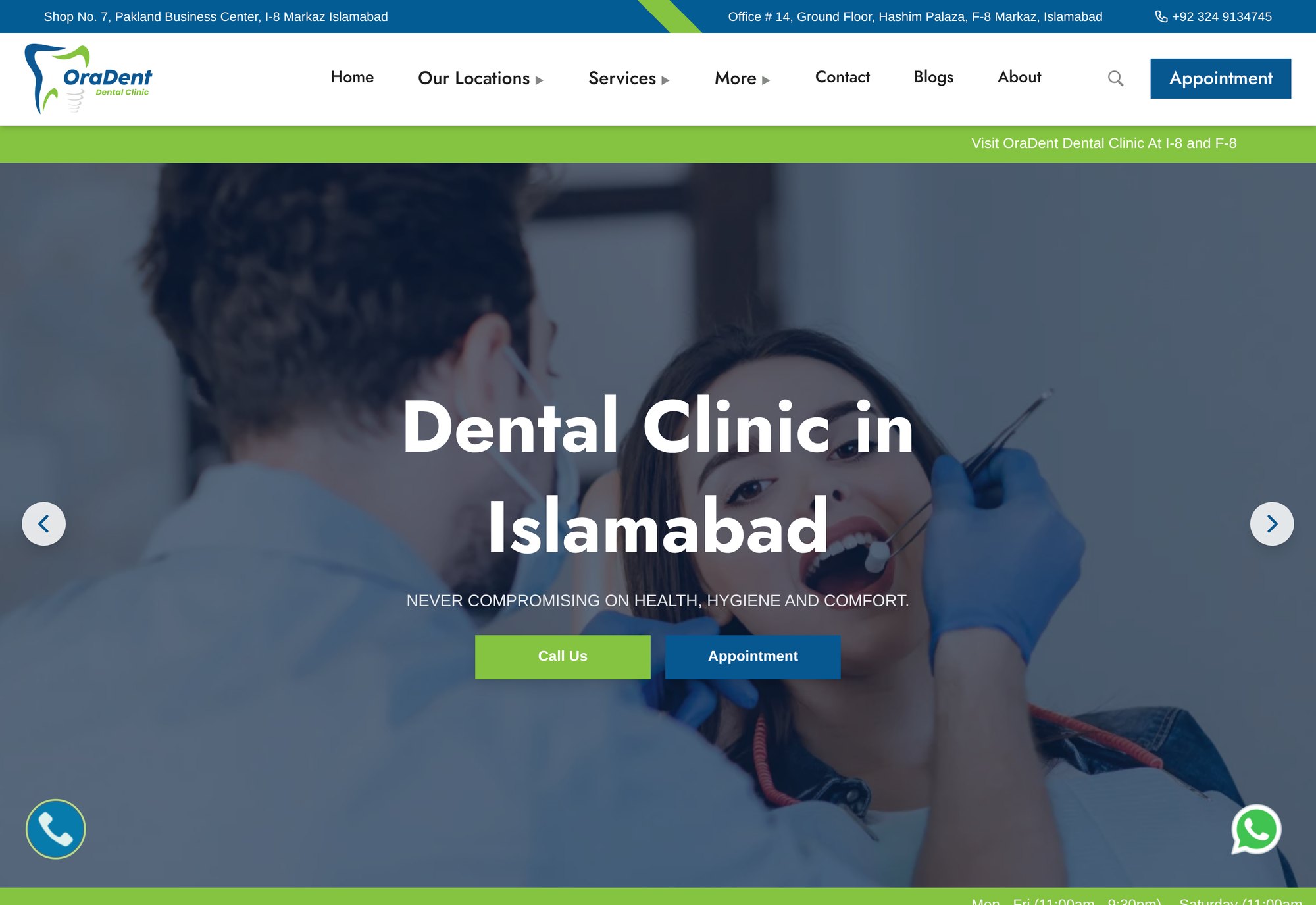 Oradent Dental Clinic website homepage